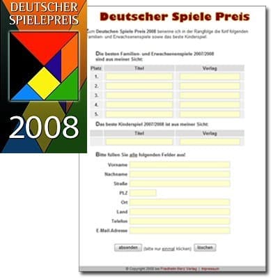 Couverture de l'article : Deutscher Spiele Preis 2008 à besoin de vous !