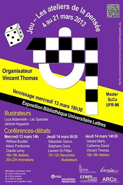 Couverture de l'article : exposition des BU de Lorraine 2013 - "Jeu : les ateliers de la pensée"