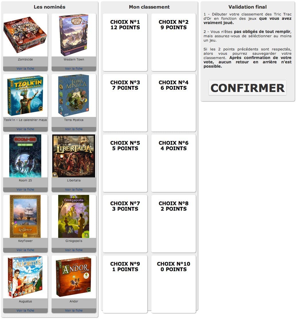 Couverture de l'article : Votez pour les Tric Trac d'Or 2013