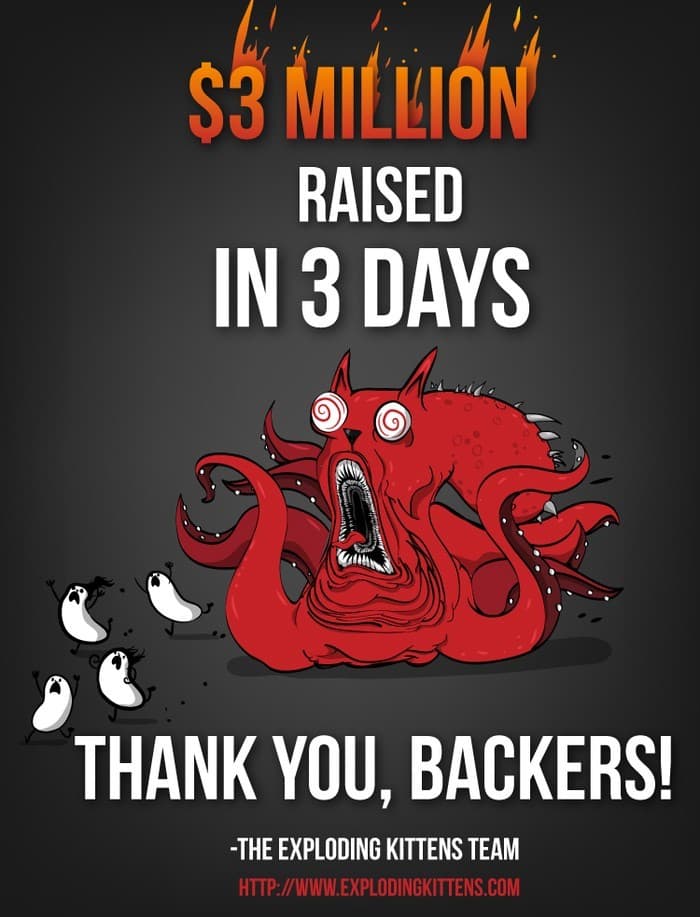 Couverture de l'article : Exploding Kittens devient le Ks le plus de participants au monde de tous les temps !