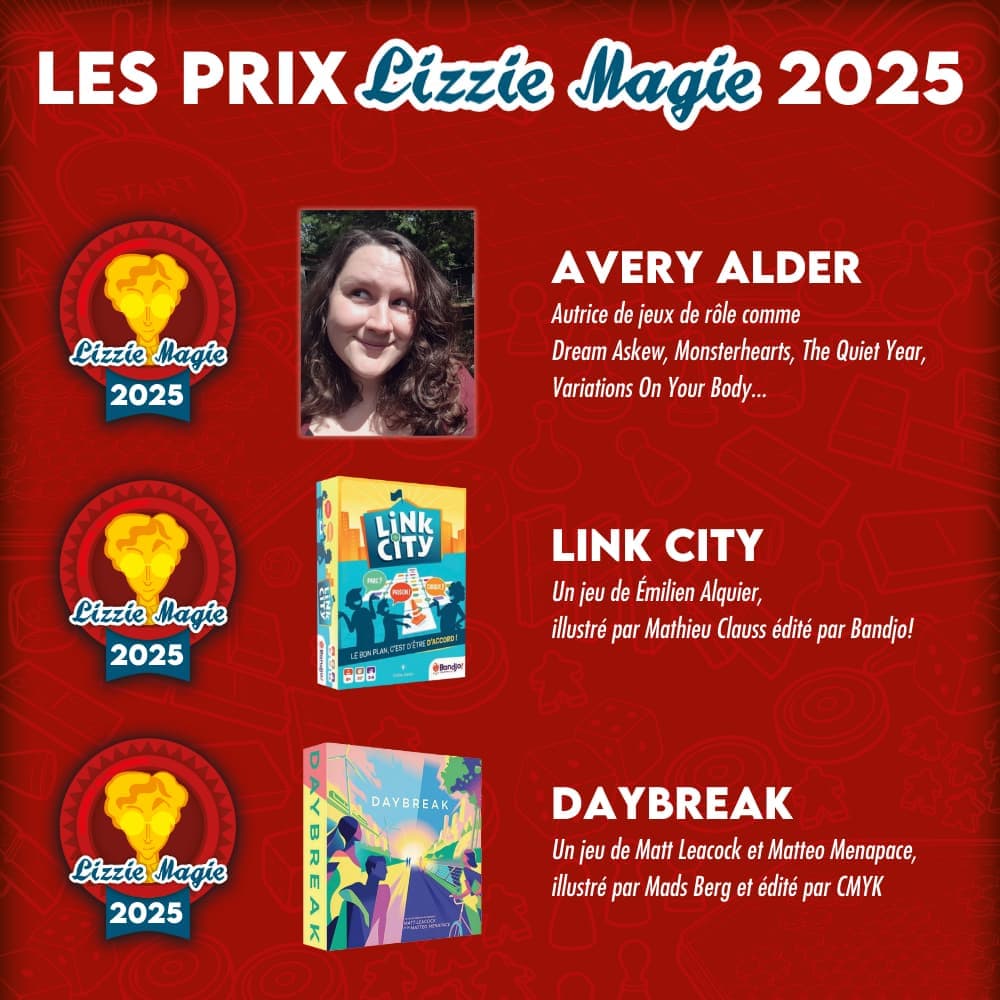 Le prix Lizzie Magie récompense Link City, Daybreak et Avery Alder