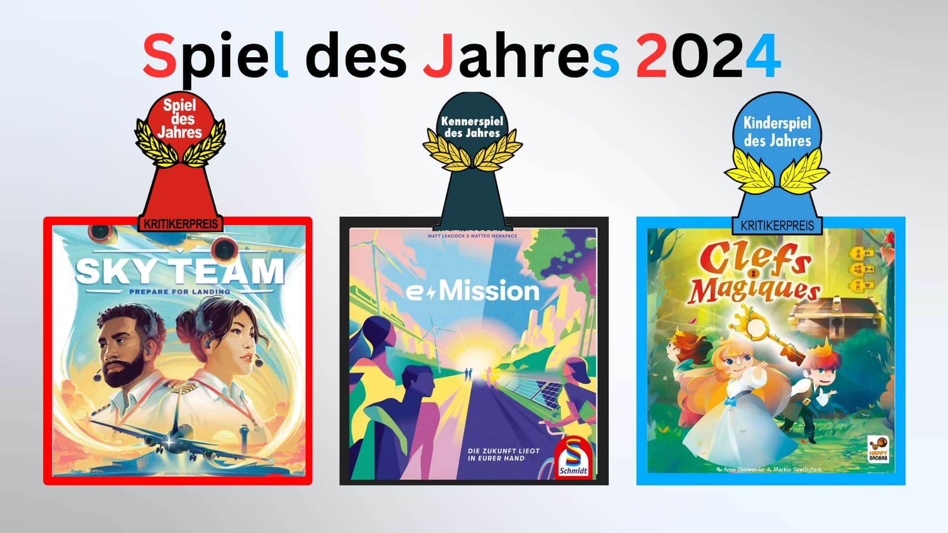Couverture de l'article : Sky Team, E-Mission et Les Clefs Magiques gagnent le Spiel des Jahres 2024