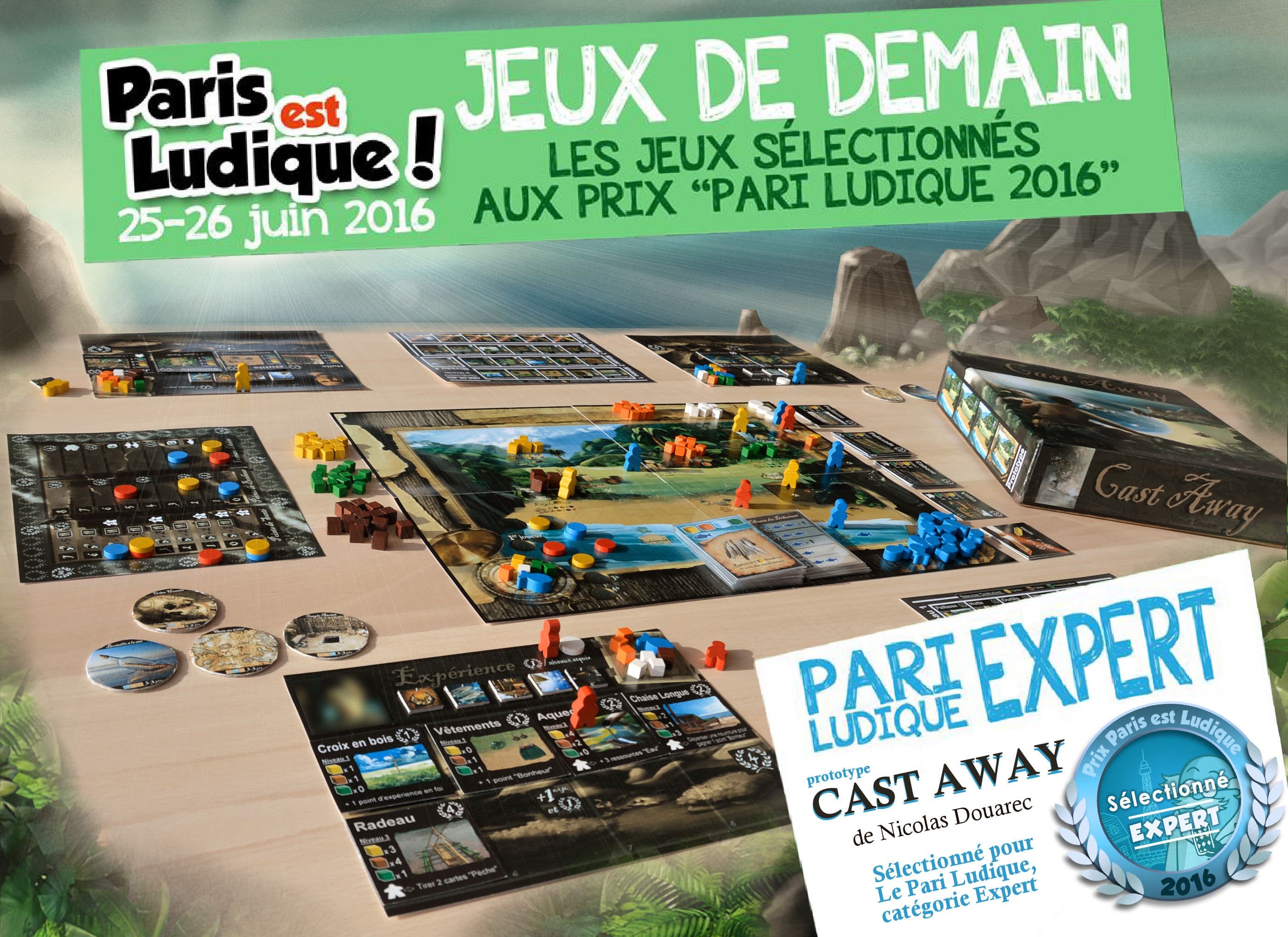 Couverture de l'article : Prototype CAST AWAY sélectionné pour Paris est Ludique dans la Catégorie Expert