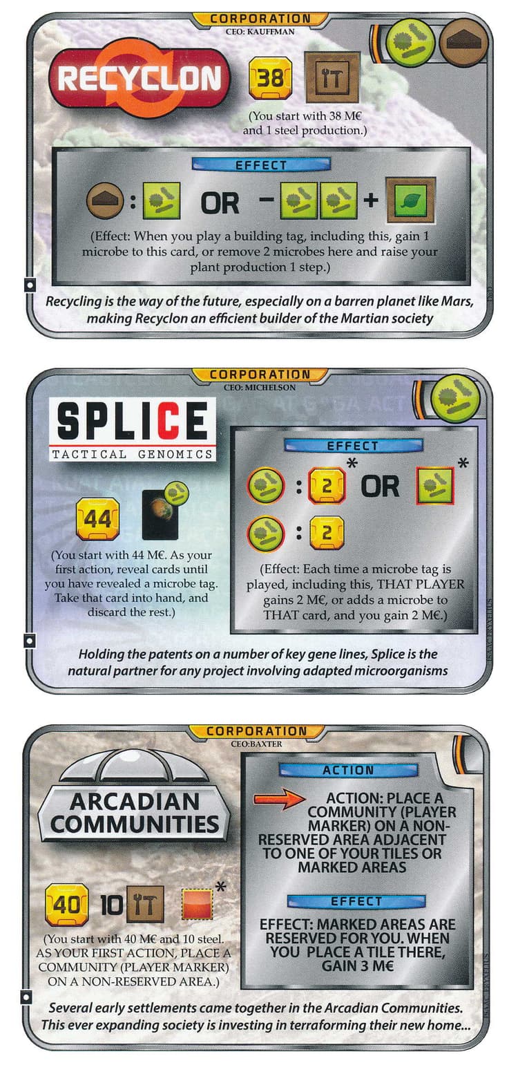 Boîte du jeu : Terraforming Mars - Cartes "Corporation" créées par les joueurs (BGG)