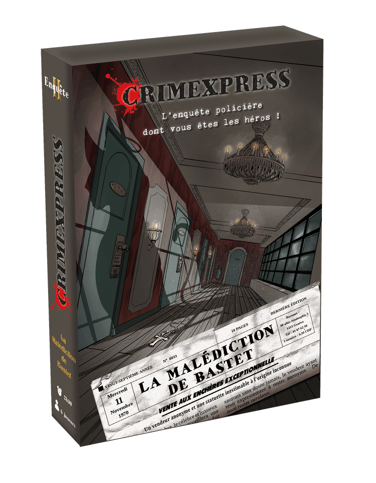 Boîte du jeu : CRIMEXPRESS - La Malédiction de Bastet